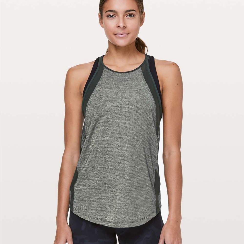 Lululemon Run Off-route Women's tank Top size 4, Heathered camo green mesh